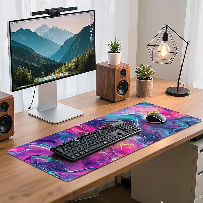 Gaming Mouse Pad - (31.5"×11.8") Topographic Large Mouse Pads for Desk - Desk Mat for Keyboard and Mouse with Non-Slip Base, Desks Pad Matfor Game/Office & Home