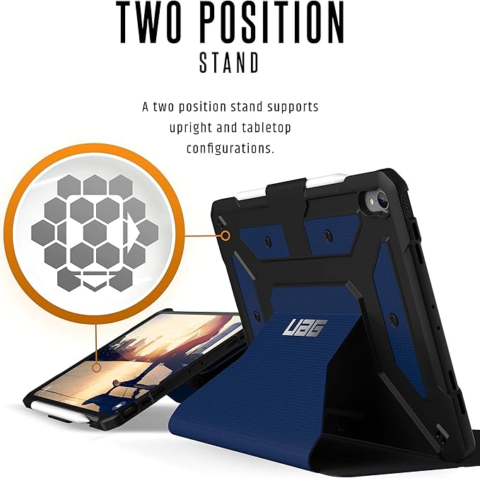 UAG Folio iPad Pro 11-inch (1st Gen, 2018) Case Metropolis [Cobalt] Feather-Light Rugged Military Drop Tested iPad Cover with Apple Pencil Holder