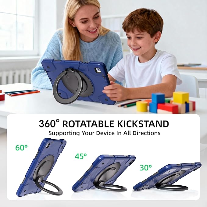 Andnary Case for Samsung Galaxy Tab A9+/A9 Plus Case 11 Inch with Screen Protector/360° Rotating Stand/Pen Holder/Shoulder Strap, Shockproof Cover for Tablet A9+ 5g (Navy+Black)