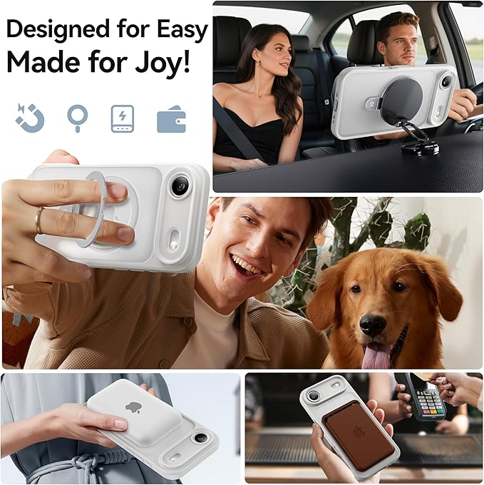 CASEKOO Designed for iPhone Air Case with Magnetic Invisible Stand [Military Drop Protection] [Compatible with MagSafe] Shockproof Translucent Matte Slim for iPhone 17 Air Case Phone Cover 6.5", White