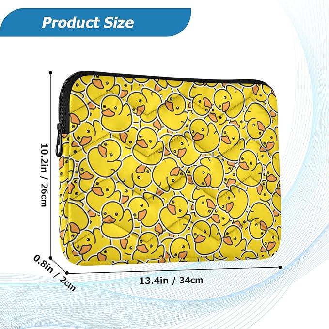SLENDER Cute Laptop Sleeve - 13 inch DAZZLING YELLOW Duck Design Tablet Bag - Waterproof WOMEN'S/MEN'S Laptop Accessories