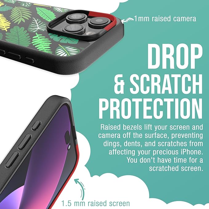 Smartish® iPhone 15 Pro Magnetic Case - Gripmunk Compatible with MagSafe [Lightweight + Protective] Slim/Thin Grip Cover with Microfiber Lining for Apple iPhone 15 Pro - Leaf Me Alone