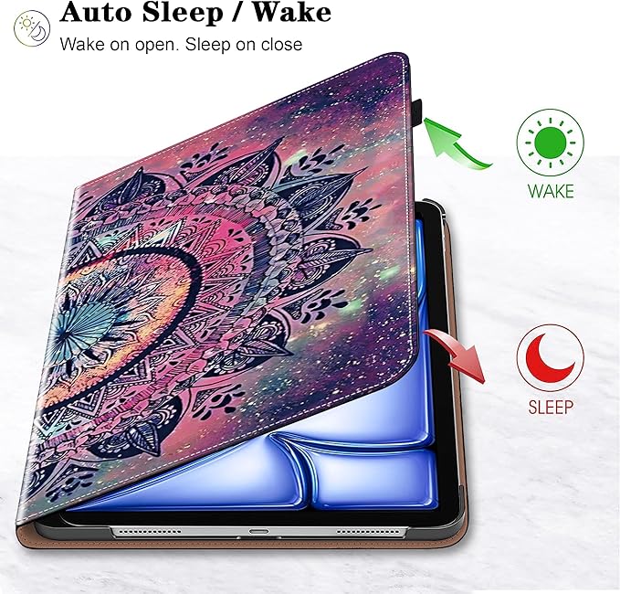 Compatible with iPad Air 11 Inch Case 8th/7th/6th Generation (M4/M3/M2) 2026/2025/2024, for iPad Air 5th/4th Generation Case 10.9 Inch 2022/2020 with Pencil Holder & Card Slots - Mandala