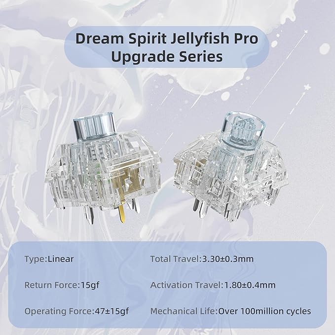 Kailh Box Jellyfish PRO Fully Transparent RGB Linear Mechanical Keyboard（Dream Jellyfish 90pcs）
