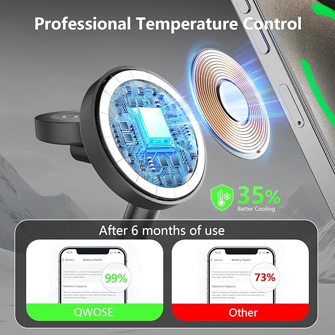 QWOSE 2026 3 in 1 Charging Station for Apple iPhone AirPods Watch with Mag-Safe Charger Wireless Charger Stand for iPhone 17 16 15 14 13 12 Series AirPods iWatch Series - Gifts for Wife & Husband