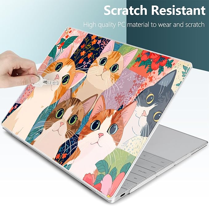 Batianda Case for Dell XPS 13 Laptop Copilot+ PC 13.4" Display 2025 2024 Model Number 9345/9350, Ultra-Slim Lightweight Scratch-Resistant Hard Shell with Professional Protection, Cats