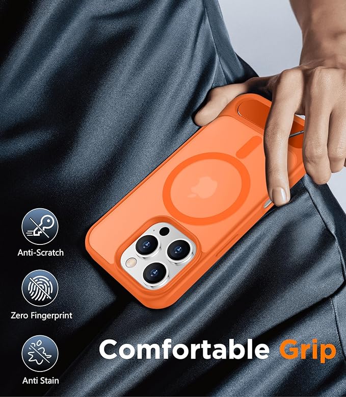 Magnetic Compatible with iPhone 16 Pro Max Case, [Built-in Invisible Kickstand][Compatible with MagSafe][Military Grade Shockproof] Slim Translucent Matte Phone Case for iPhone 16 Pro Max 6.9"