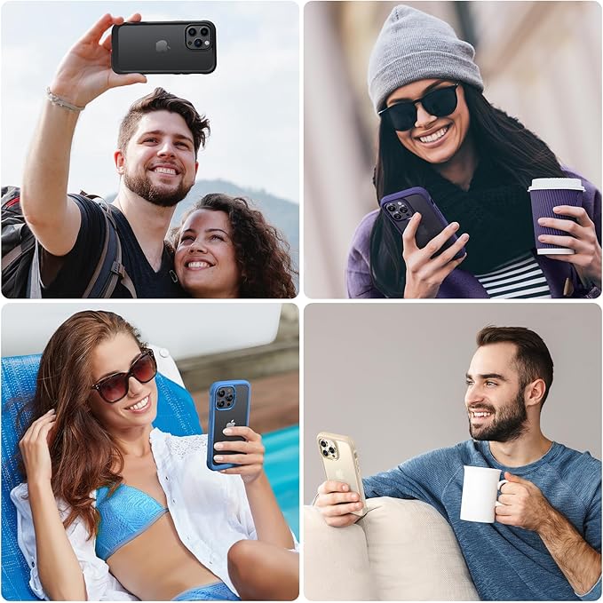Diaclara Designed for iPhone 14 Pro Case 6.1’’, Full Body Rugged Protective Case+ Camera Lens Protector w/Built-in Touch Sensitive Anti-Scratch Screen Protector, Bumper (Royal Purple)
