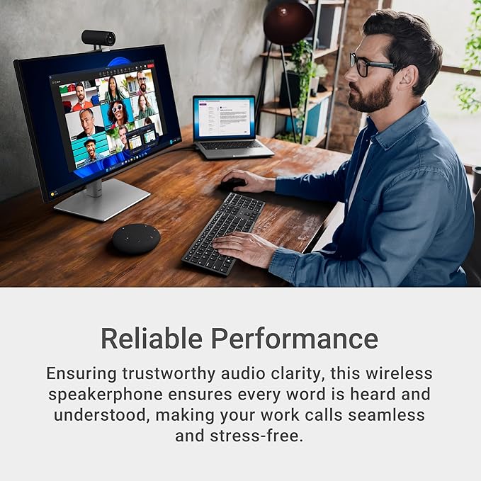 Dell Pro Plus Wireless Speakerphone - SL525 - USB-C, Zoom/Microsoft Teams Certified, Wired/Wireless, Bluetooth 5.3, Omni-Directional, AI-Based Noise Cancellation