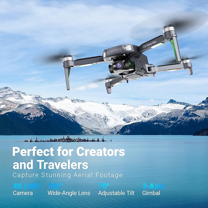 Contixo Foldable 4K Cinematic F29 Drone for Adults & Hobbyists, 3-Axis Gimbal, 5" Touchscreen Remote, GPS Return Home, Follow Me, Orbit Mode, Brushless Motor, 46 Min Flight Time (2 Batteries), 3KM Range