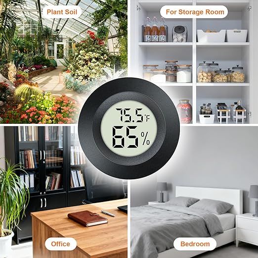 2 Pack Hygrometer Thermometer Mini Digital LCD Monitor Indoor/Outdoor Humidity Meter Gauge Temperature for Humidifiers Dehumidifiers Greenhouse Reptile Humidor Fahrenheit/Celsius(℉/℃) by QPEUIM