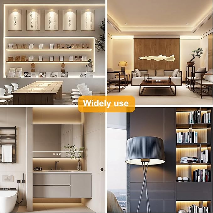 Pandery COB LED Strip Lights Natural White,24V Dimmable led Light Strip KIT with Remote and app Control,4000K 32.8FT/2 * 5m 8mm Wide Ra>90 Cuttable Flexible Strip Lights for Bedroom,Wardrobe,Cabinet