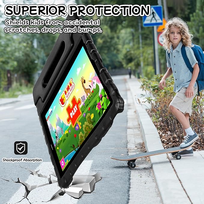 Case for iPad Pro 12.9 Case 2022/2021/2020/2018 with Pencil Holder & Hadle Stand, Super Protection Kids Proof Cover for iPad Pro 12.9 inch 3rd/4th/5th/6th Generation, Black