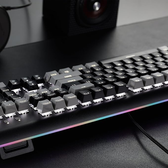 Hexgears GK735 Wired Full Size Mechanical Keyboard, Aluminum Housing Built for Gamers w/Kailh Box White Switch, White Backlit + Surrounded by RGB Light Strip, 104 Keys Gaming Keyboard for PC/Mac