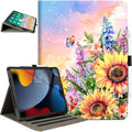 Lokigo Case for iPad Pro 13 Inch (M5/M4), for iPad Air 13 Inch (M4/M3/M2), for iPad Pro 12.9 Inch (6th/5th/4th/3rd) Gen, Typing Stand, Build with Pencil Holder/Card Pocket, Auto Wake/Sleep, Sunflower