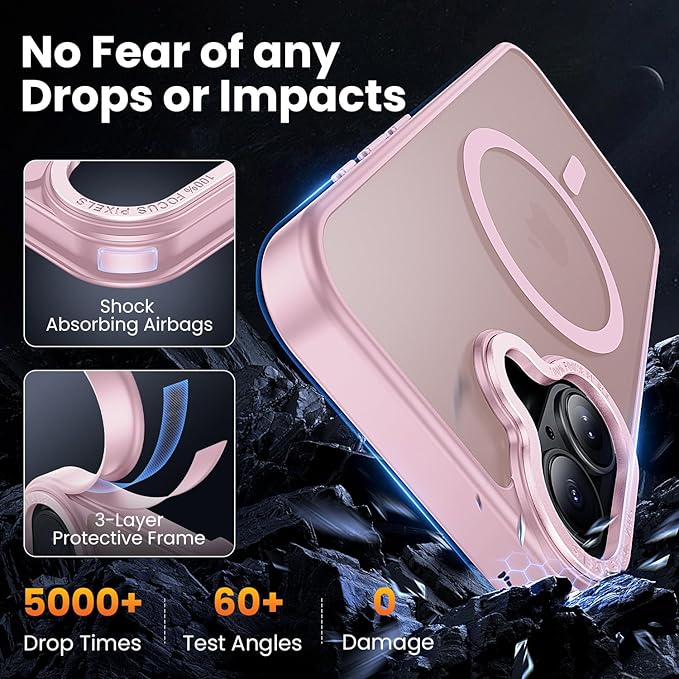 for iPhone 17 Case with 2X Screen Protectors [Compatible with MagSafe] Military Grade Drop Protection Skin Feeling Cover Shockproof Slim Fit iPhone17 Phone Case 6.3 inch,Light Pink