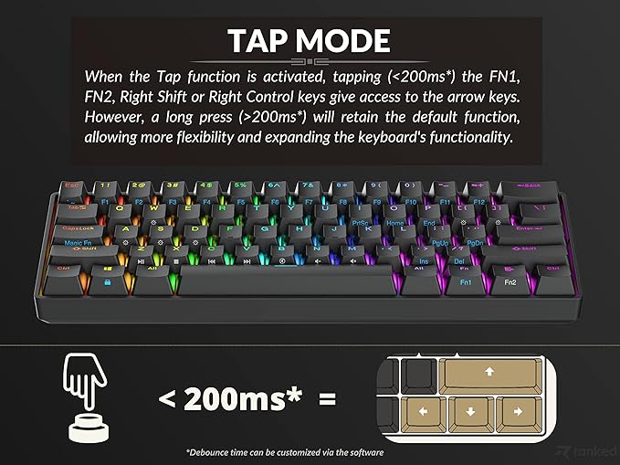 Ranked N60 Nova 60% Form Factor | Hot Swappable Mechanical Gaming Keyboard | 61 Keys Multi Color RGB LED Backlit for PC/Mac Gamer (Black, Gateron Brown)