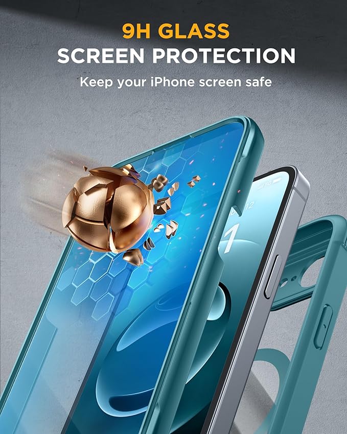 Miracase for iPhone 17e Case & iPhone 16e Case, Full-Body Phone with Built-in Glass Screen Protector, [Magnetic with MagSafe] Military Drop Proof 17 E/ 16 E Cover Bumper 6.1 inch, Green