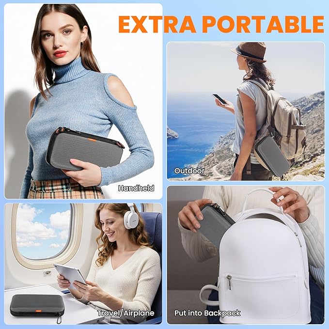 Double-Layer Electronics Organizer Travel Case - Hard Carrying Case with Multiple Pocket - Portable Zipper Cord Tech Pouch Bag for Charger, Phone, Power Bank, Cable, USB Flash Drive, SD Card, Adapter