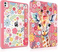 Case for iPad Pro 11 inch (M5) 2025 (M4) 2024 Release Slim Lightweight Cute Hot Pink Cover with Clear Back TPU Edge Pencil Holder Trifold Stand, Giraffe