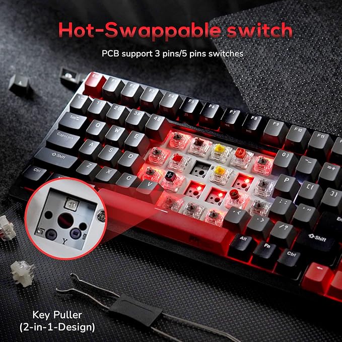 RK ROYAL KLUDGE RK98 Gaming Keyboard, Wireless Mechanical Keyboard 100 Keys Tri-Mode BT5.1/2.4G/USB-C Full Size Hot Swappable Custom Keyboard with Numpad RGB Backlit, Massive Battery, Silver Switch