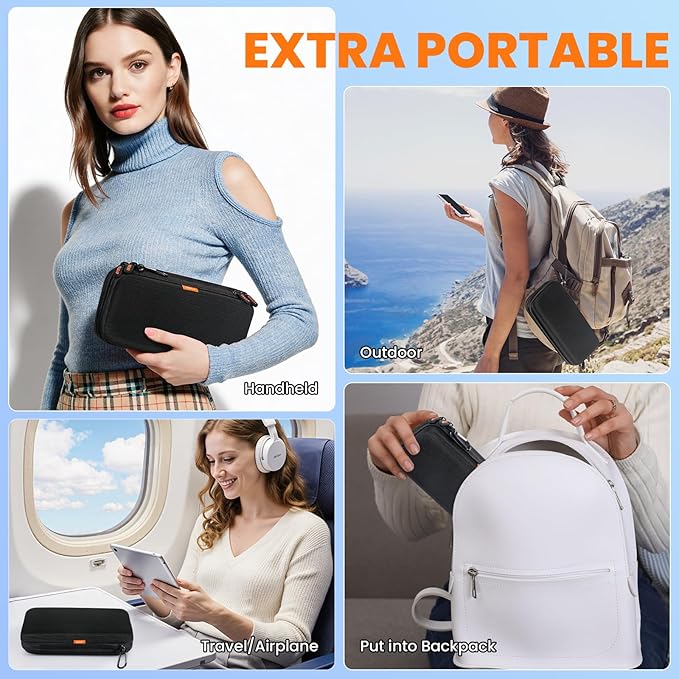 Double-Layer Hard Shell Carrying Case - Electronics Organizer Travel Case with Multiple Pocket - Portable Tech Accessories Zipper Pouch Bag for Cord, Cable, Charger, Phone, Power Bank, USB, SD Card