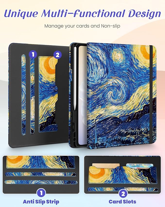 Kidcube for Samsung Galaxy Tab A9 Plus Case 11 Inch - for Women Girls Kids Cute Rotating Stand Folio Cover with Pencil Holder & Card Slot Cool Unique Design Teens for Samsung A9 Plus Tablet Cases