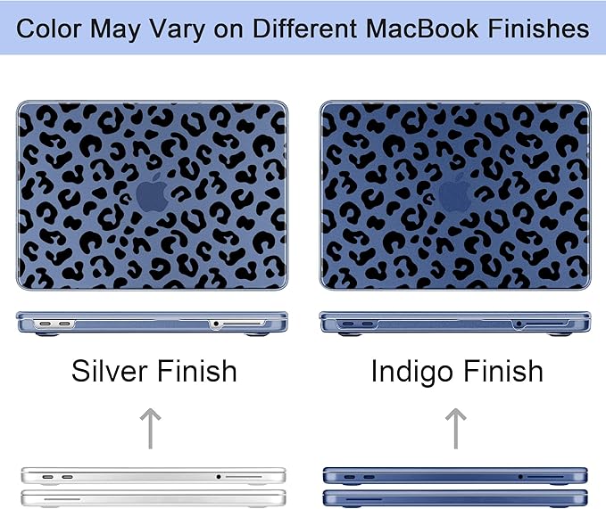 DONGKE for MacBook Neo 13 inch Case 2026 (Model A3404), Artistic Leopard Pattern Ultra Slim Frosted Matte Hard Shell, Anti-Scratch & Fingerprint Resistant Cover, Leopard Indigo
