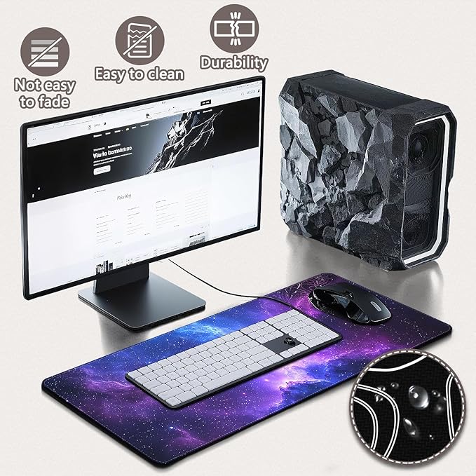 Mouse Pad Gaming - Desk Mat for Keyboard and Mouse - Galaxy Space Large Mouse Pad for Desk, Mousepad (31.5 x 11.8inch) with Non-Slip Base, Desks Pad Mat for Gaming, Office and Home