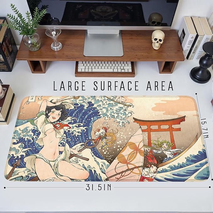 Anime Girl Japanese Large Extended Gaming Mouse Pad Desk Mat Office Desk Accessory for Keyboard and Mouse