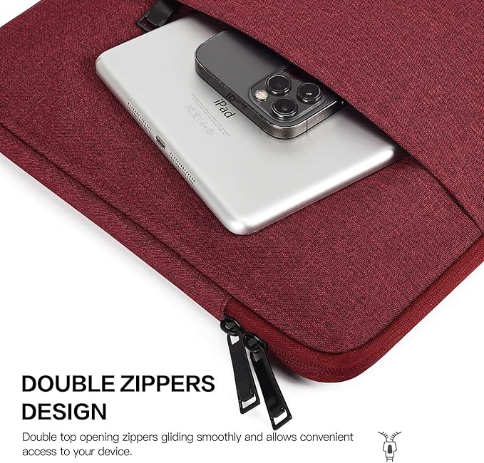 Laptop Sleeve Case 17 inch, Padded Shockproof Protective Carrying Bag for HP 17.3 Laptop/Pavilion 17/ Envy 17, 17.3-in Water-Resistant Computer Bag Cover with Accessory Pocket -Wine Red