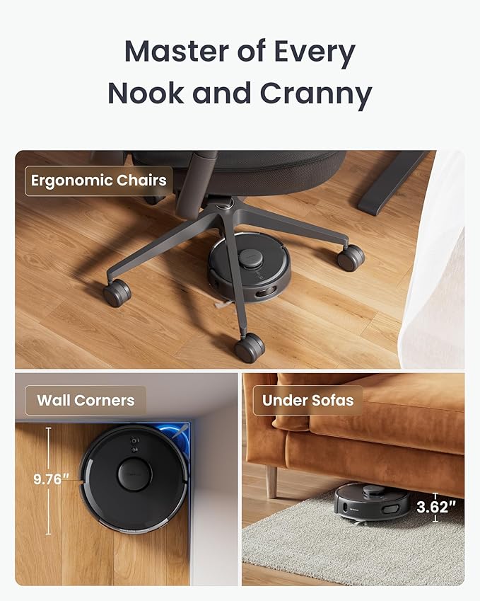 SwitchBot K11+ Robot Vacuum & Mop with Matter, 6000Pa Suction, 90-Day Hands-Free Self-Emptying, LDS Navigation, 3.6″ Ultra-Slim, Anti-Tangle for Pet Hair, Works with Alexa, Google Home, Apple Home