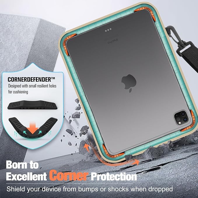 MoKo 9-11 Inch 360° Protective Tablet Sleeve Bag with Earphone Hole & Multi-Pockets, Fits New 11-inch iPad Air M4 2026 & iPadPro 11 M5,iPad A16,iPad10/5/4. 10.9,iPad9/8. 10.2,Tab S8/S9 11, Sand