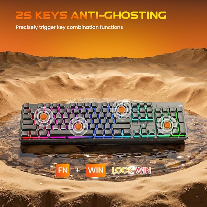 Redragon K521KS Wireless Gaming Keyboard, Tri-Mode BT/2.4G/USB-C RGB Mechanical Feeling Keyboard with Multimedia Keys, 4000mAh Battery, Anti-Ghosting, Compatible with PC - Upgrade