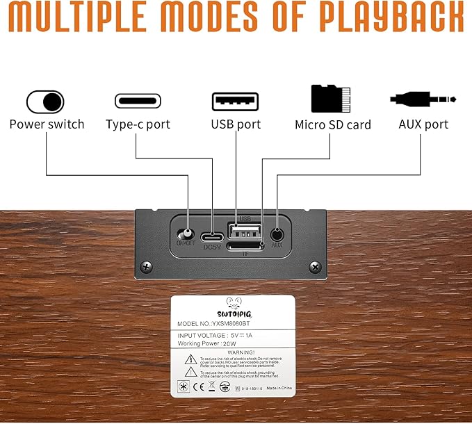 Retro Computer Speakers - Wooden Sound Bar with Bluetooth 5.3 & USB Connectivity | Universal Compatibility for PC, Desktop, Laptop, Monitor, Tablet & Smartphone