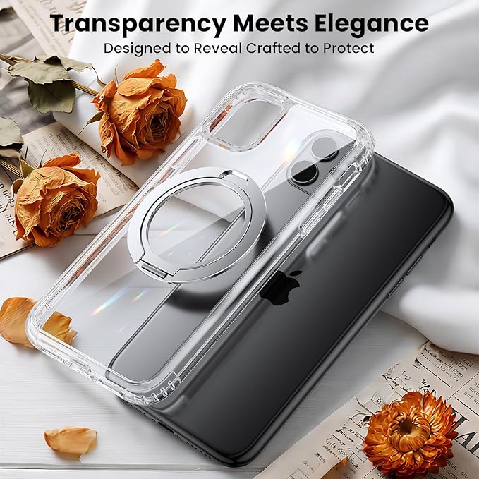 for iPhone 11 Case, Magnetic Kickstand Phone Case with [Military-Grade Protection] & [MagSafe Compatible], Slim Protective Translucent Cover 6.1" Clear Kickstand