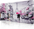 Lokigo Desk Mat for Keyboard and Mouse, Large Mouse Pad, Paris Eiffel Tower Desk Pad Mat, Romantic Gray Pink Large Desk Mat for Girls Women, Pink, 35.4"x15.7"