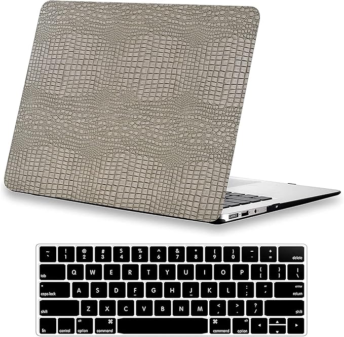DTangLsm for Crocodile MacBook Pro 13 inch Case 2026-2016 M2 M1 A2338 A2289 A2251 A2159 A1989 A1706 A1708, Alligator Snakeskin PU Leather Hard Cover for MacBook Pro Case 13 inch+Keyboard Skin, Silver