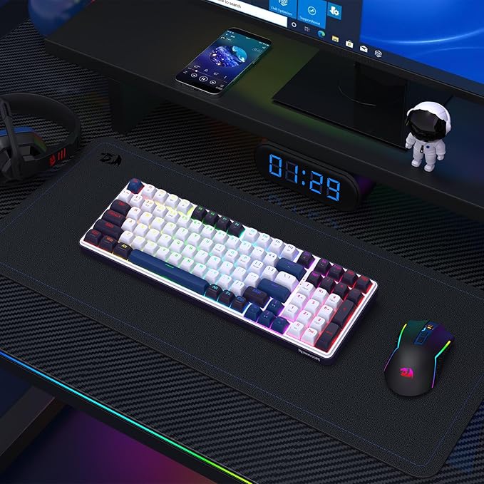 Redragon K744 PRO 99 Keys Wireless Gasket RGB Gaming Keyboard, 3-Mode Mechanical Keyboard w/Hot-Swap Socket, Round PBT Keycaps & 5-Layer Noise Dampening, Custom Linear Switch