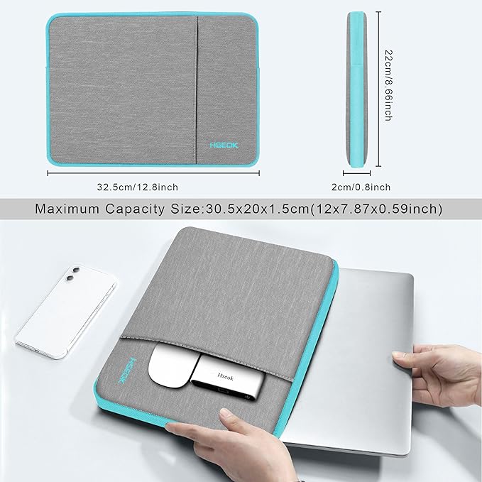 Hseok Laptop Case 13 Inch Sleeve Compatible with MacBook Neo 13, MacBook Air Pro 13 M5/M4/M3/M2/M1, iPad Pro Air 12.9" 13", XPS 13, Protective Computer Bag with Side Pocket & Dual Zippers,L02G02