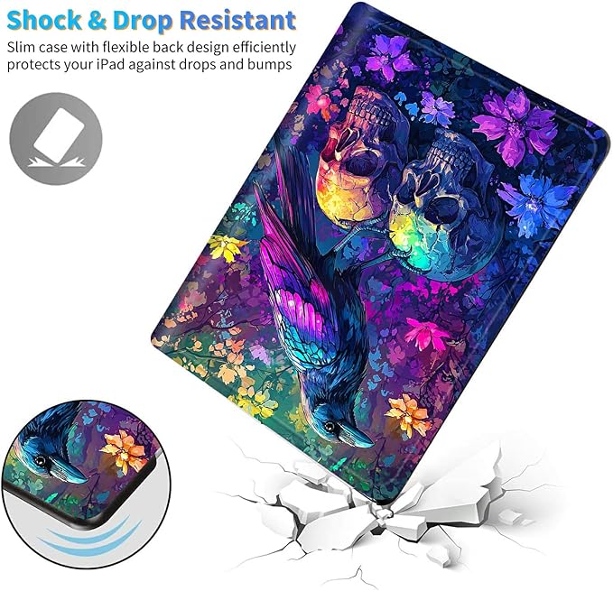 for All-New 6" Kindle 11th Generation 2024/2022 Release E-Reader Case, Slim Kickstand Stand Leather Smart Cover with Auto Wake/Sleep, Skull Purple Eagle