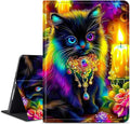 for Amazon Kindle Fire HD 10 (9th/7th/5th Generation, 2019/2017/2015 Release) 10.1" Tablet Case, Slim Kickstand Stand Leather Smart Cover with Auto Wake/Sleep, Candle Black Cat