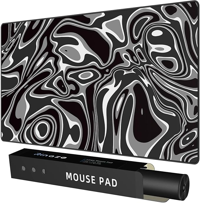 Rinaze Large Gaming Mouse Pad with Superior Micro-Weave Cloth, Extended Desk Mousepad with Stitched Edges, Anti-Slip Keyboard Pad for Computer, Home and Gaming