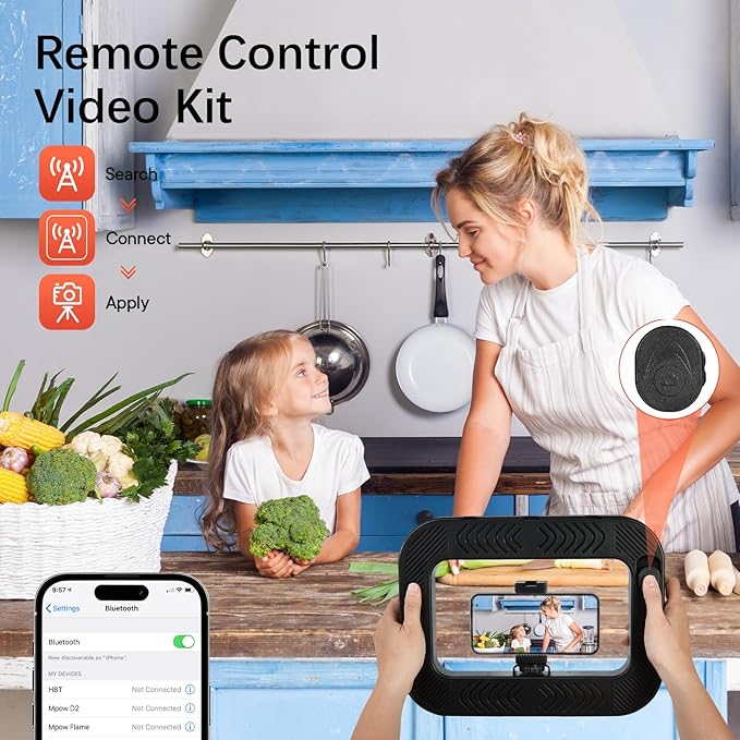 Smartphone Video Rig with Light, Handheld LED Ring Light Selfie Light Phone Video Stabilizer, Built-in Battery for Camera, Smartphone, Action Camera, YouTube, TikTok, Vlogging, Makeup