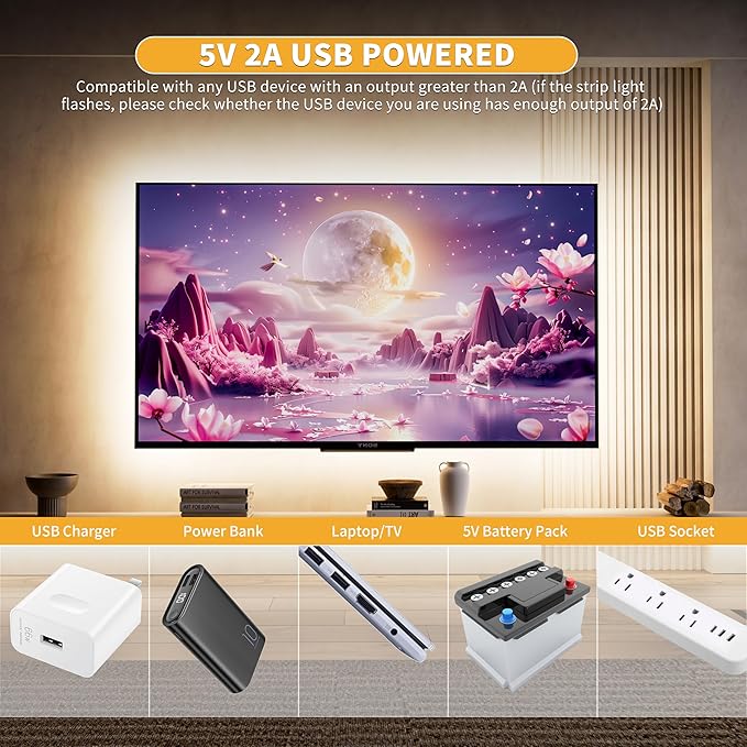 PAUTIX 5V USB COB LED Strip Lights Dimmable LED Lights 4000K Natural White with RF Remote,1200lm,Dotless Flexible Tape Light for Under Cabinet,Bedroom,TV Backlight,Kitchen,Shelf,Mirror Lighting 6.56ft