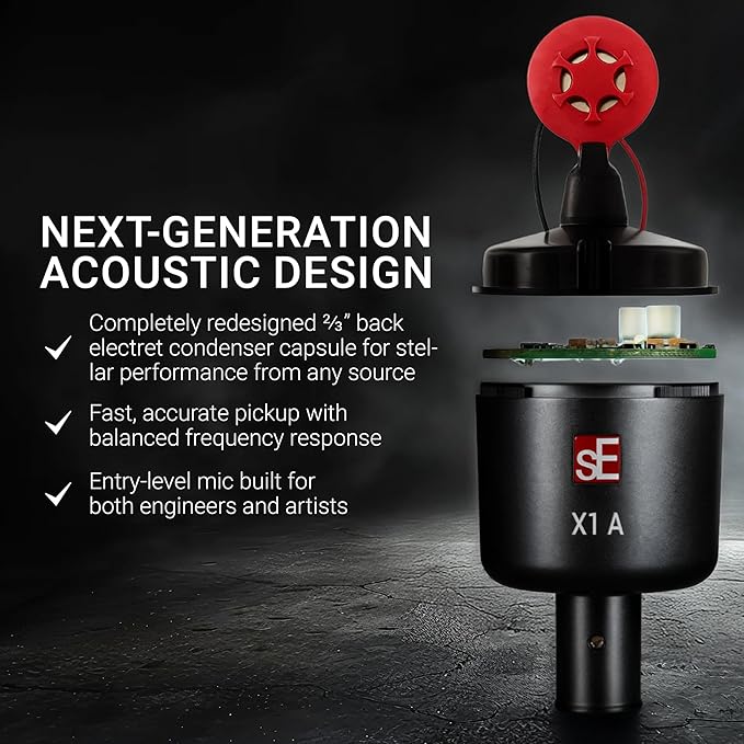 SE ELECTRONICS X1 A Large Diaphragm Condenser Microphone with 100 Hz Filter & -20 dB Pad - XLR Condenser Mic for Singing & Instruments - Professional Studio Microphone for Recording & Podcasting