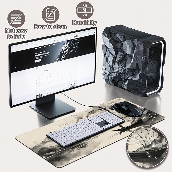 Gaming Mouse Pad - (31.5"×11.8") Japanese Painting Large Mouse Pads for Desk - Desk Mat for Keyboard and Mouse with Non-Slip Base, Desks Pad Matfor Game/Office & Home