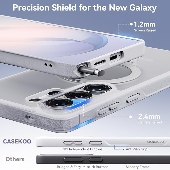 CASEKOO White for 26U Case with 360 Spin Magnetic Stand [Fit for MagSafe] [18FT MIL-STD Protection] Shockproof Invisible Ring Holder Matte s26U Phone Case 6.9''