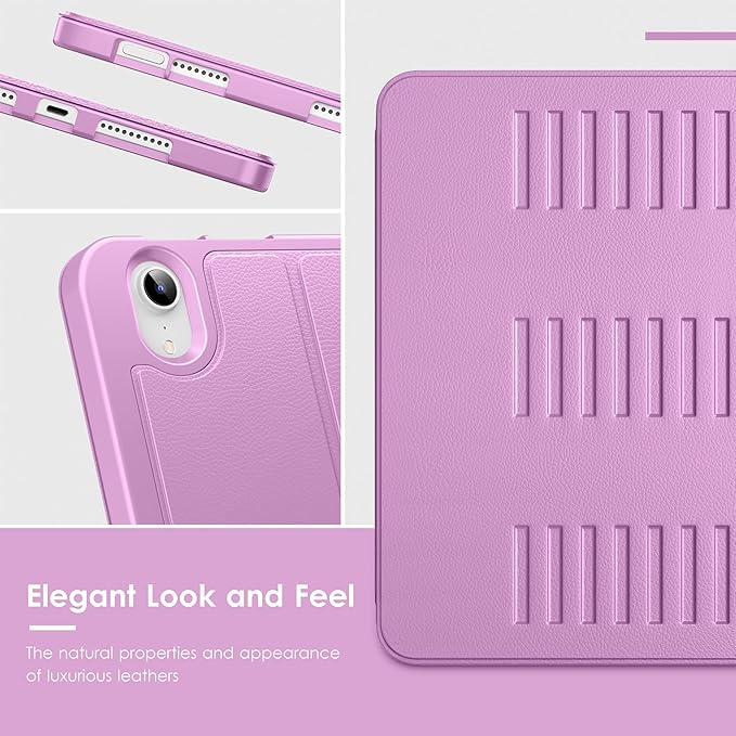 VIKESI Case for iPad mini 7 (A17 Pro) and iPad mini 6,Multiple Angles Magnetic Stand Cover,Shockproof Soft Back,Pencil Holder,and Auto Sleep/Wake,Purple