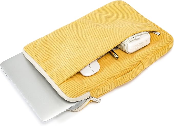 Kinmac Corduroy 360° Protective Water Resistant Laptop Case Bag Sleeve for HP Lenovo Dell ASUS Acer 14 inch Laptop,MacBook Pro 14 inch (Yellow)